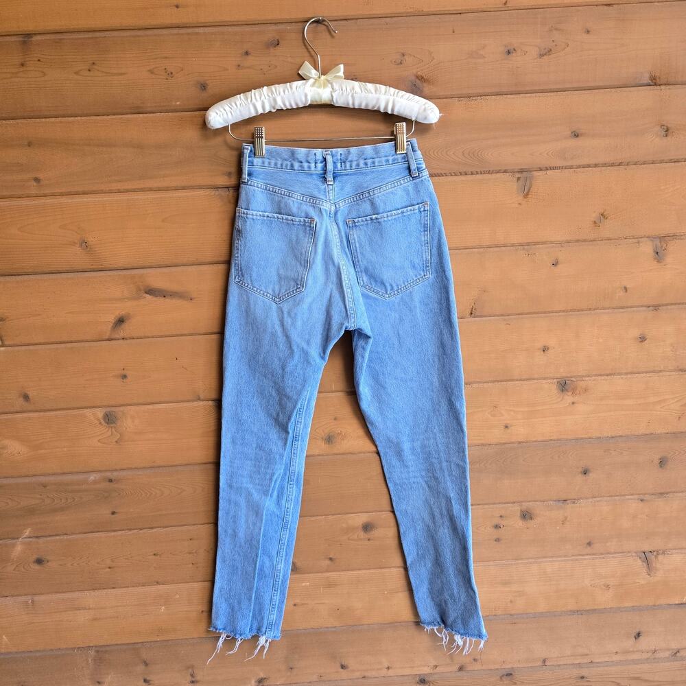Anthropologie Agolde Remy High Rise Jean Straight Raw Hem Renewable Wash 24 Boho - Picture 3 of 7